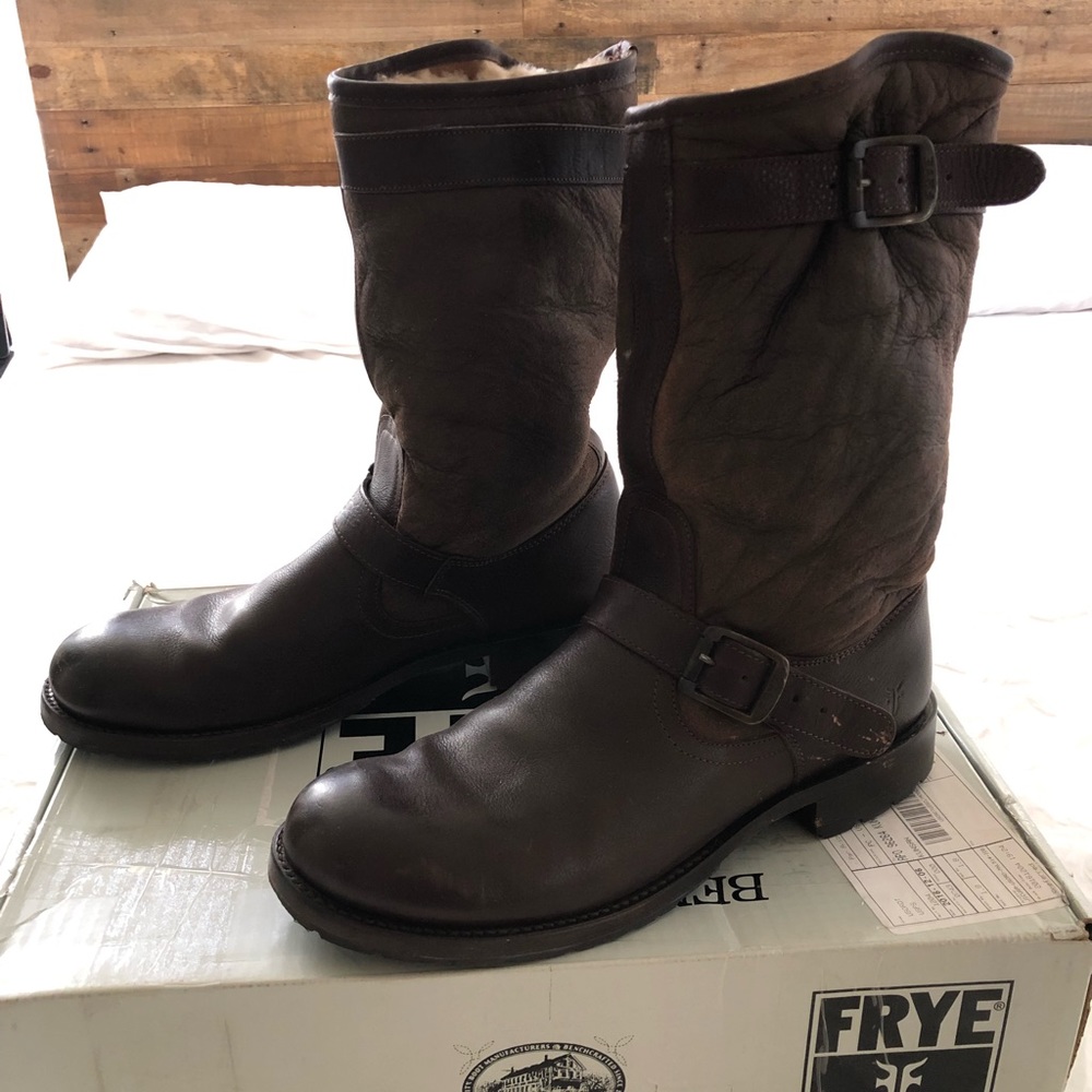 Frye Rogan Shearling Boot Brown 10.5 Pre-Owned